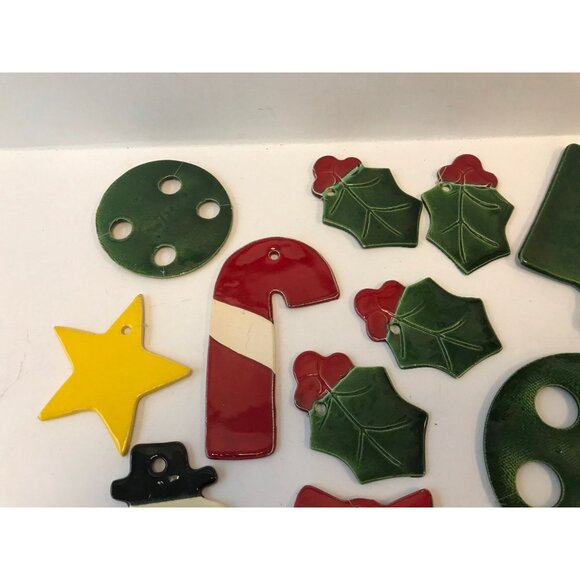 Vtg 13 Christmas Ceramic Pieces "JAM" Jo Anne Marquardt Loose From Wind Chimes - Picture 3 of 10